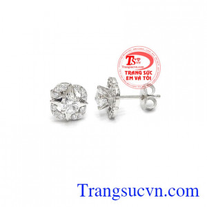 Hoa tai vàng trắng 10k