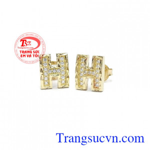 Hoa tai vàng tây dành cho nữ kiểu tinh tế, đeo hoa tai hợp thời trang, (Bông tai)