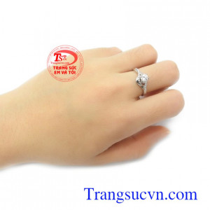 Nhẫn nữ vàng trắng Hàn Quốc thời trang đẳng cấp