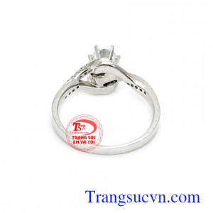 Nhẫn vàng trắng Korea quý phái