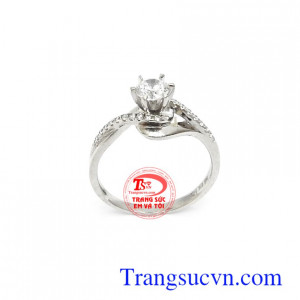 Nhẫn vàng trắng Korea quý phái phong cách sang trọng, thời trang, quý phái và dịu dàng cho phái đẹp