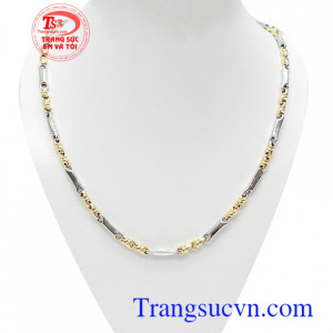 Dây chuyền Italy 18k quyền lực nhập khẩu nguyên chiếc, với thiết kết độc đáo, kết hợp giữa vàng màu và vàng trắng mang lại phong cách riêng, mạnh mẽ, cá tính và thời trang