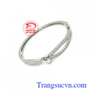 Vòng tay vàng trắng đính đá thời trang