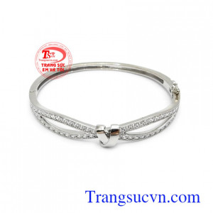 Vòng tay Korea vàng trắng xinh xắn 10k đính đá phong cách, thời trang và tinh tế