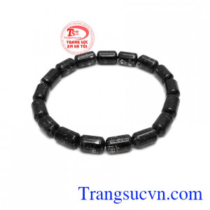 Chuỗi thạch anh tóc đen trụ 7 ly