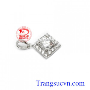 Mặt dây vàng trắng dịu dàng 10k đính đá thời trang