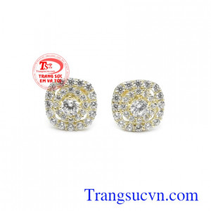 Hoa tai vàng 10k đính đá xinh xắn kiểu dáng thời trang, tinh tế và quý phái