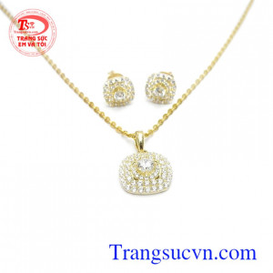 Bộ trang sức nữ tinh tế vàng tây xinh xắn