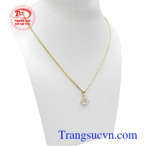 Bộ dây chuyền nữ 10k xinh xắn mặt dây đính đá mới lạ tôn lên nét phong cách thời trang, sang trọng và quý phái cho người đeo