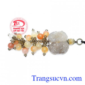 Móc treo ô tô đôi tỳ hưu may mắn