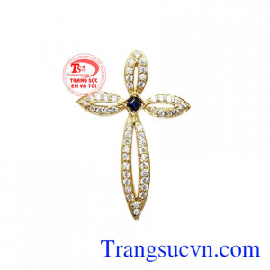 Mặt dây thánh giá sapphire thiên nhiên