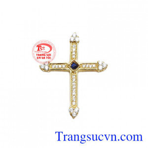 Mặt dây thánh giá sapphire sang trọng