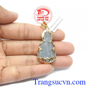 Mặt dây chuyền phật bà đá aquamarin