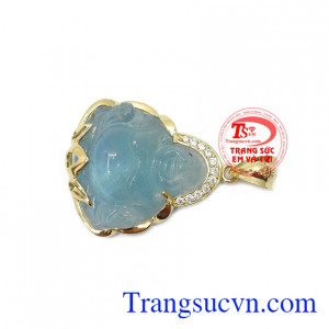 Mặt dây chuyền phật di lặc aquamarine vàng 14k, giao hàng nhanh trên toàn quốc