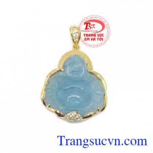 Mặt dây chuyền phật di lặc đẹp là sản phẩm đá aquamarin đẹp, có độ trong cao, có giấy kiểm định đá thiên nhiên