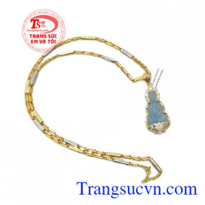 Quà tặng ý nghĩa dành cho người thân và bạn bè. Bộ dây chuyền phật quan âm aquamarin