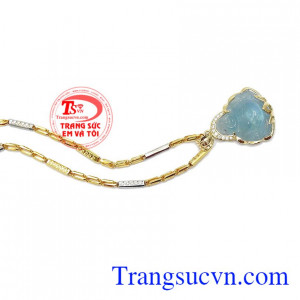 Bộ dây chuyền phật di lặc aquamarin, giao hàng nhanh trên toàn quốc