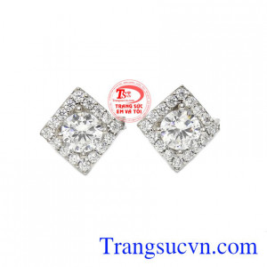 Hoa tai quý phái vàng trắng 10k