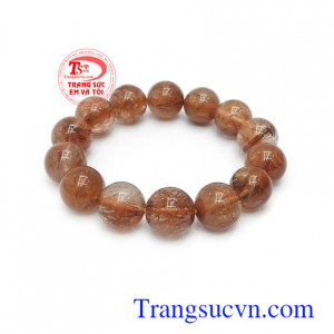 Chuỗi tay thạch anh tóc 14 ly may mắn màu sắc đẹp, chất lượng cao, đeo hợp phong thủy