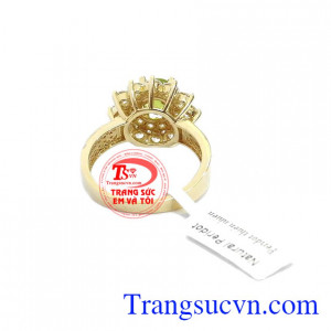 Nhẫn nữ peridot quý phái, bảo hành 6 tháng, giao hàng nhanh trên toàn quốc