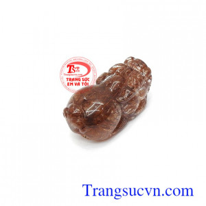 Mặt tỳ hưu chạm khắc thạch anh tóc thiên nhiên cao cấp, thời trang