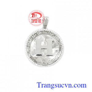Mặt dây nam chữ H phong cách vàng trắng 10k nhập khẩu nguyên chiếc Hàn Quốc