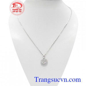 Bộ dây chuyền vàng trắng dịu dàng kết hợp giữa dây chuyền và mặt dây Hàn Quốc 10k độc đáo, mới lạ, tôn lên sự tinh tế, sang trọng và quý phái cho người đeo