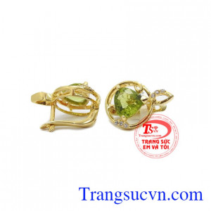 Hoa tai peridot hoàng gia vàng 14k, bảo hành 12 tháng, giao hàng nhanh trên toàn quốc