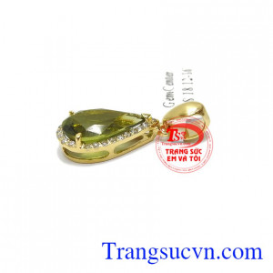 Mặt dây peridot may mắn 14k, giao hàng nhanh trên toàn quốc