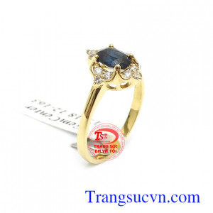 Nhẫn nữ vàng Sapphire thời trang 14k bền đẹp, chất lượng, chế tác tinh xảo