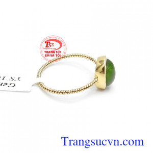 Nhẫn nữ vàng 14k gắn Nephrite thiên nhiên sang trọng, tinh tế và thời trang phái đẹp