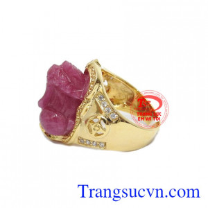 Nhẫn nam tỳ hưu ruby thiên nhiên