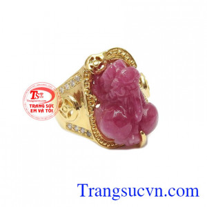 Nhẫn nam ruby tỳ hưu, bảo hành 12 tháng, giao hàng nhanh trên toàn quốc