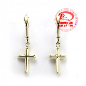 Hoa tai Thánh Giá vàng tây 14k với lòng tôn Kính Thánh Giá luôn mang theo bên mình làm cho mình sự bình an và an toàn trong cuộc sống Hoa tai Thánh Giá vàng tây 