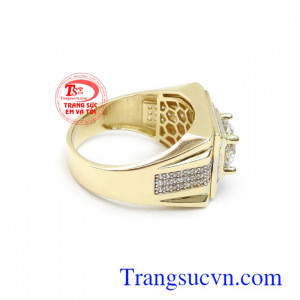Nhẫn nam vàng tây đính đá độc đáo, phù hợp phong cách thời trang phái mạnh