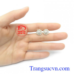 Hoa tai vàng Korea thời trang đính đá phong cách và độc đáo.