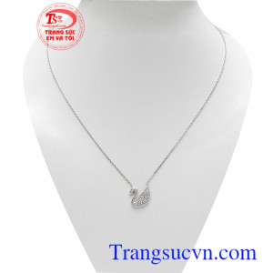 Dây chuyền thiên nga vàng trắng 10k nhập khẩu Korea bền đẹp, chất lượng, đeo sang trọng, thời trang và đẳng cấp