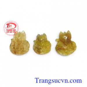 Hồ ly thạch anh tóc thiên nhiên chạm khắc đẹp, chất lượng cao