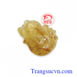 Mặt hồ ly thạch anh tóc thịnh vượng chạm khắc đẹp, chất lượng đá đảm bảo, thạch anh tóc thiên nhiên cao cấp