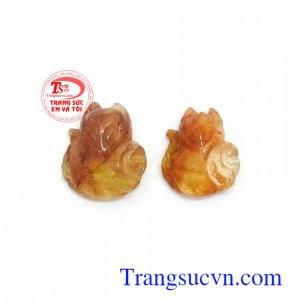 Hồ ly thạch anh tóc thiên nhiên chạm khắc đẹp, chất lượng đá đảm bảo