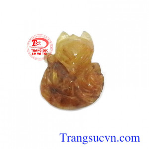 Mặt hồ ly thạch anh tóc chiêu tài kiểu dáng sắc nét, tinh xảo, phù hợp làm mặt nhẫn, mặt dây chuyền