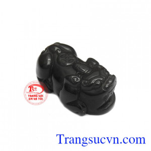 Tỳ hưu obsidian đẹp được chạm khắc từ đá obsidian thiên nhiên.