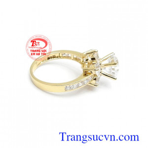 Nhẫn nữ vàng 10k xinh xắn đính đá tinh xảo, sắc nét