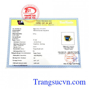 Giấy kiểm định từ trung tâm ngọc học