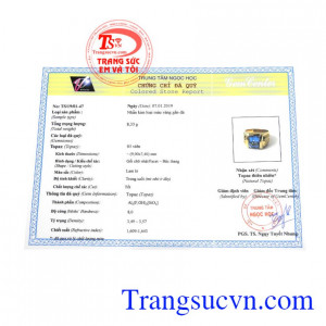 Giấy kiểm định từ trung tâm ngọc học