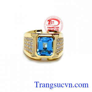 Nhẫn Nam Topaz tinh tế 14k, bảo hành 12 tháng, giao hàng nhanh trên toàn quốc
