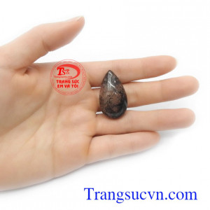 Mặt thạch anh tóc đen an nhiên hình giọt nước bền đẹp, chất lượng, màu sắc tươi sáng