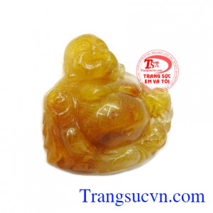 Phật di lặc được chế tắc từ đá thạch anh tóc vàng sẽ được coi là vật bảo hộ chủ nhân suốt cuộc hành trình dài