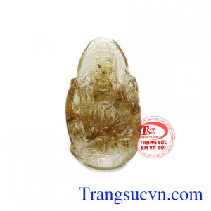 Mặt dây phật bà quan âm thạch anh tóc vàng