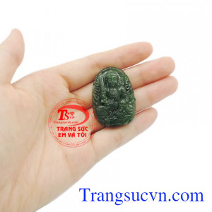 Mặt Phật bản mệnh Nephrite chạm khắc chất lượng.